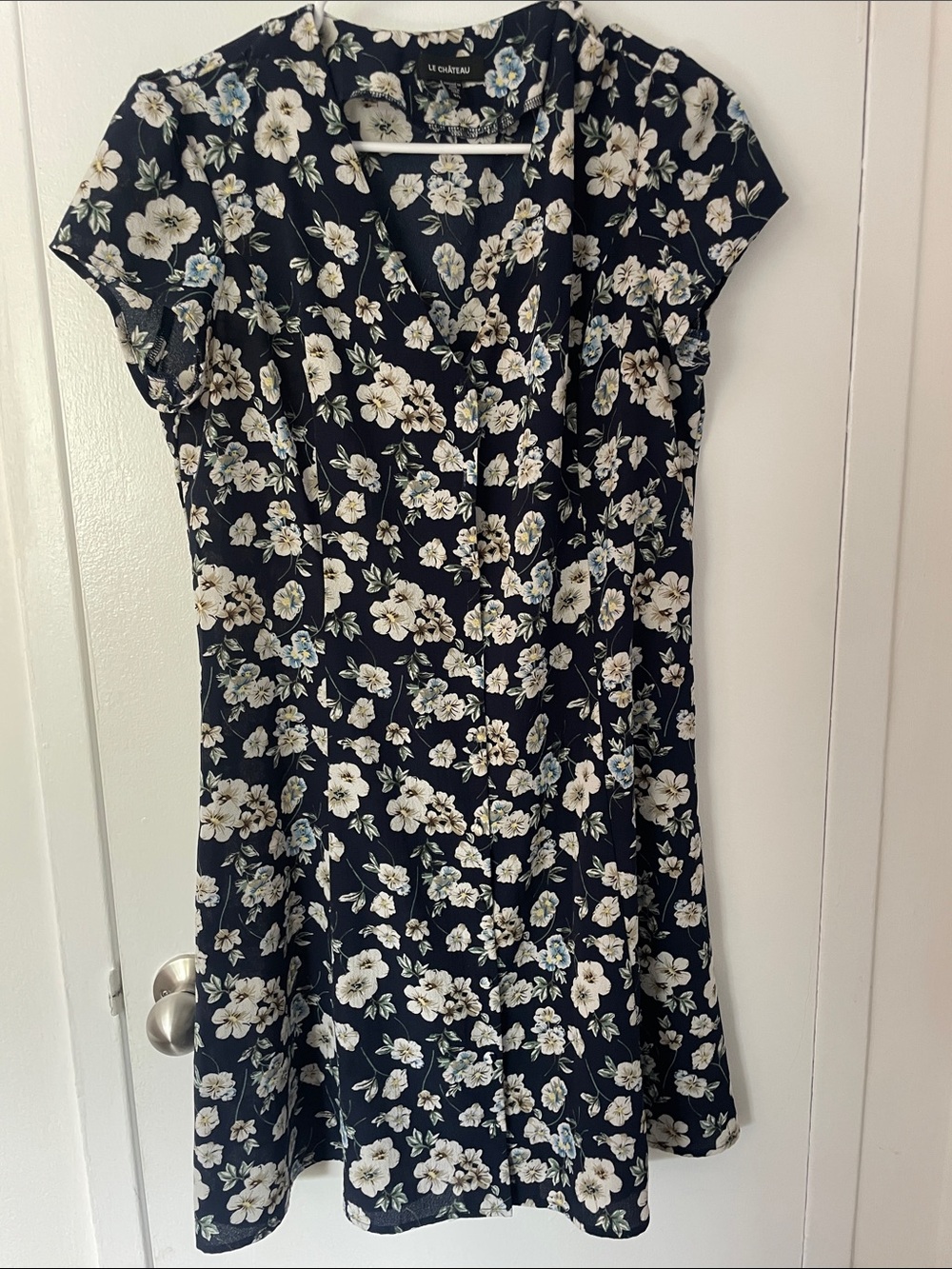 3 for $30 - le chateau Navy and White Floral Mini Dress